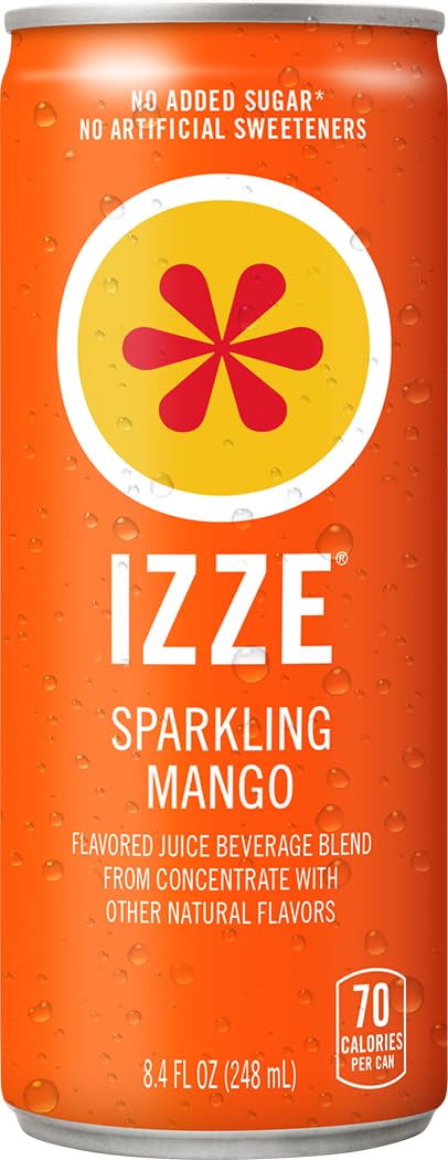 Pack, 8.4 OZ, 24 IZZE Sparkling Water Juice Beverage Blend, Dawn Variety Mango, Clementine, Strawberry, Pomegranate, No