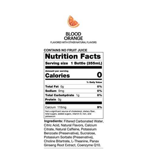 12 Pack, 142mg 0 12 oz UPTIME Energy Drink, Blood Orange Sparkling, Vitamin C, L Theanine, Calcium, Sugar Free Energy