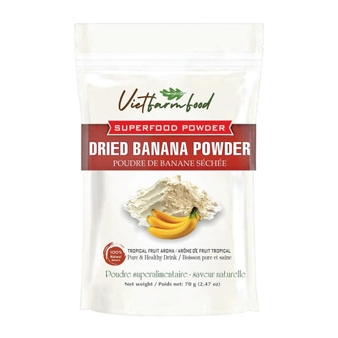 BANANA POWDER 2.47 oz (70g) VIETFARMFOOD: Pure freeze-dried fruit powder, made from