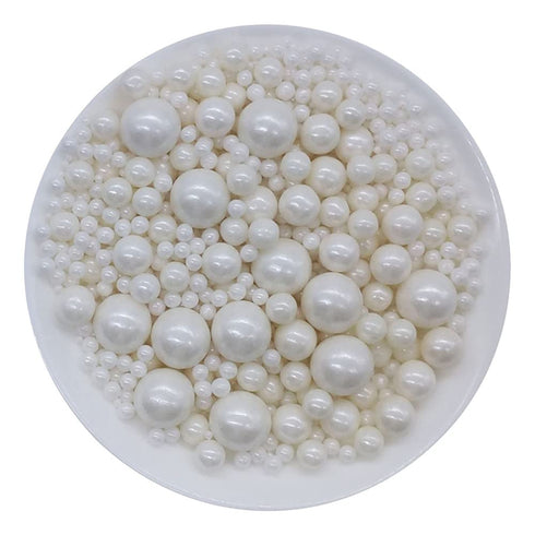 Edible White Sugar Pearls Candy Sprinkles, 120G Baking Cake Sprinkles for Cupcake and Cookie Decorations