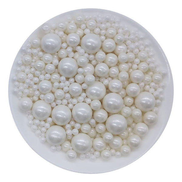 Edible White Sugar Pearls Candy Sprinkles, 120G Baking Cake Sprinkles for Cupcake and Cookie Decorations
