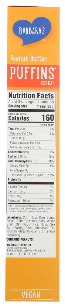11-Ounce (Pack 6) Barbara's Bakery Peanut Butter Puffins Cereal, Boxes