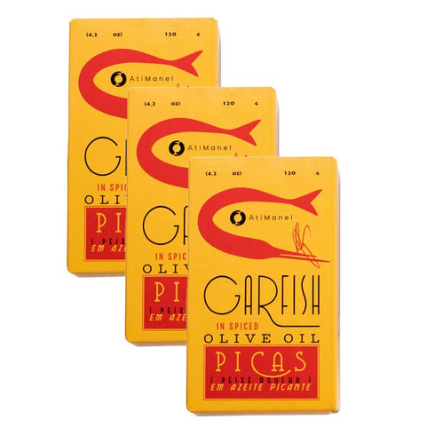 Ati Manel Canned Garfish in Spiced Olive Oil | 3 x120g Tinned Fish |