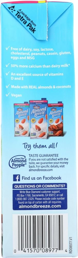 32 oz Blue Diamond Almond Breeze Almond Coconut Blend Unsweetened Vanilla -- fl