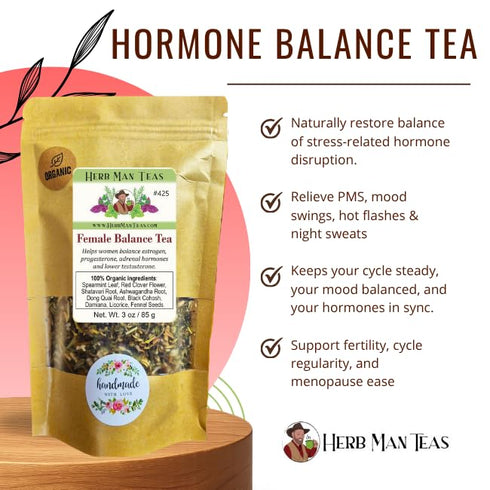 '-100% FEMALE HORMONE BALANCE TEA - Balances female and adrenal hormones formulated by master herbalist Khabir Organic