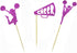 Morndew 24 PCS Purple Glitter Cheerleader Dance Horn Cupcake Toppers for Birthday Party Decorations