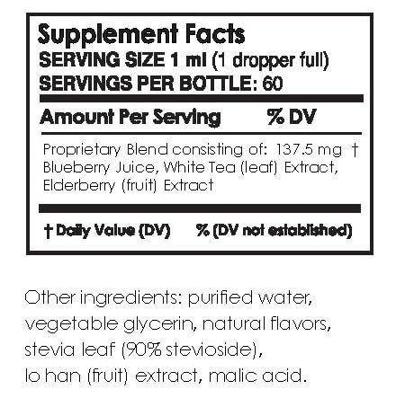 Immunity -60 Pure Inventions - Blueberry & White Tea Water Infusion Drops - Antioxidants & Electrolytes - Health