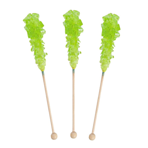 72 Pack Green Rock Candy Sticks Watermelon Flavor, Bulk Individually Wrapped Sugar Crystals for Party Favors, Weddings