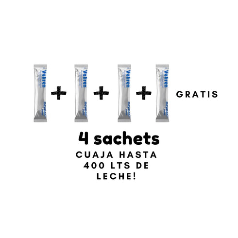 Generic Pack 4 1g (3+1 400L Mozzarella Vegetarian Rennet x FREE) | Makes Milk | Ideal for & Soft Cheeses