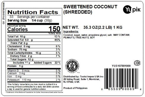 by Yupik 2.2 lb (35.2 oz), Yupik Sweetened Coconut, Shredded, Gluten-Free, Kosher, Vegan, Coarse Coconut Flakes