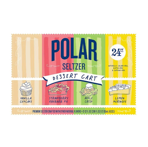 Generic Pack 24 pk./12 oz. Polar Dessert Cart Variety - Strawberry Rhubarb, Key Lime Pie, Lemon Cookie, Vanilla Cupcake