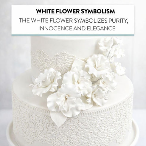 1 Count Sugar Blossom Cake Spray Gumpaste Flowers for Cake Decorating White Cherry Blossoms with Green Leaves by Chef
