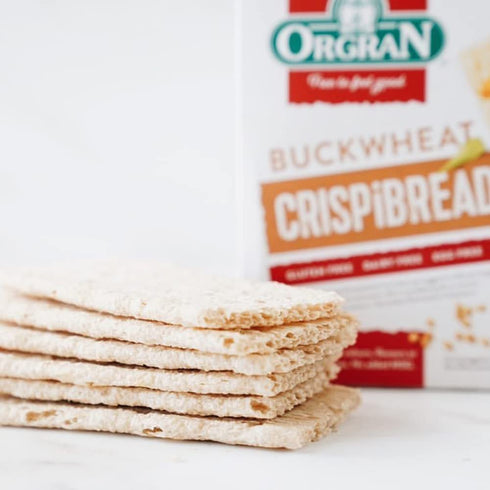 Orgran Pack 6 Gluten Free Toasted Buckwheat Crispibread | Organic Buckwheat Crispbread Vegan friendly made with purity