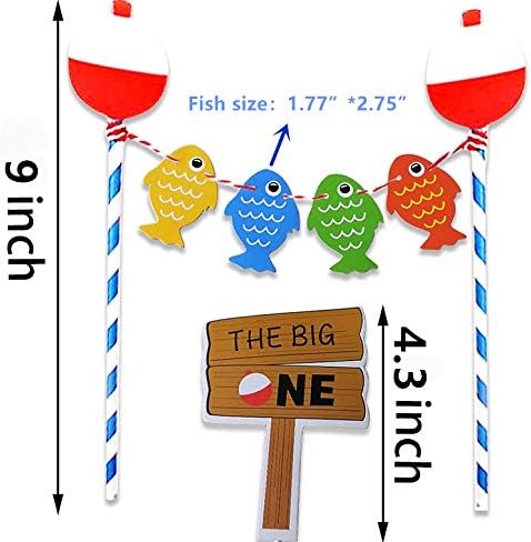 TUKIMA 21 PCS Pastel Blue Fishing Cake Toppers for Birthday & Baby Shower Parties