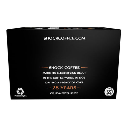 9.5 10 Shock Coffee Espresso Single Serve Cups | Extra High Caffeine Strong Coffee | Medium Dark Roast | ct