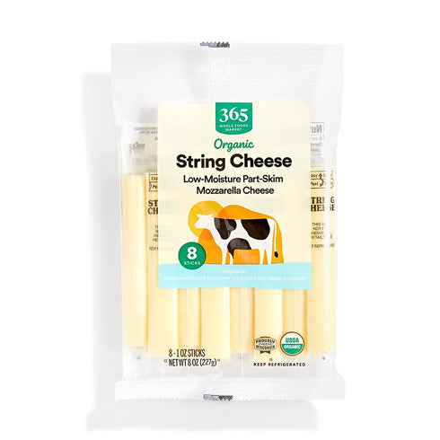 365 by Whole Foods Market , Organic Mozzarella String Cheese, 8 Ounce