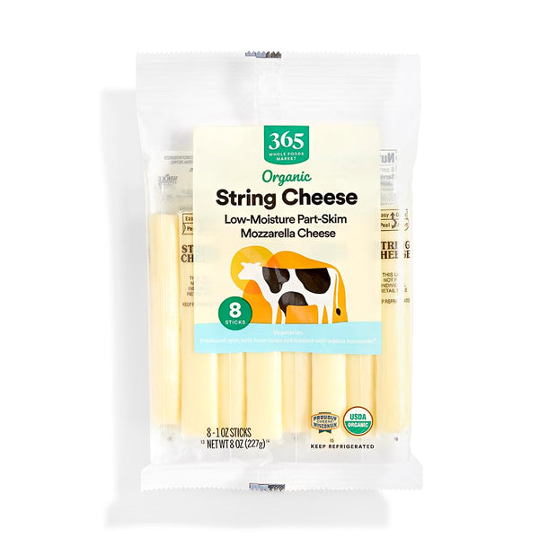 365 by Whole Foods Market , Organic Mozzarella String Cheese, 8 Ounce