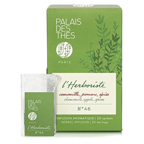 Palais des Thés Organic L'Herboriste N°46 Herbal Tea with Chamomile, Apple, and Spices - 20 Count Biodegradable Bags