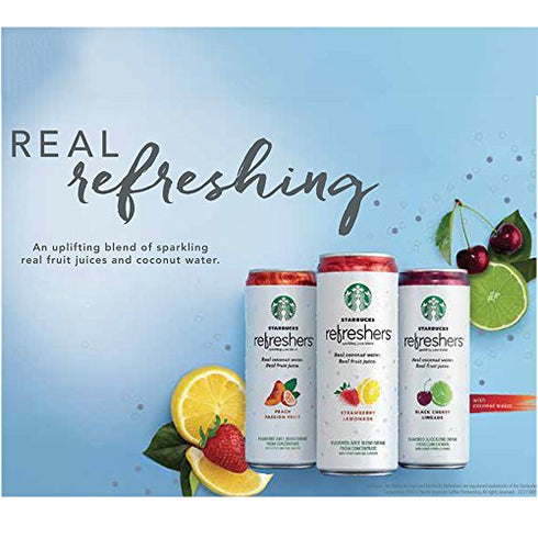 12 Oz. (12 Pack) Starbucks, Refreshers with Coconut Water, Strawberry Lemonade, fl Cans