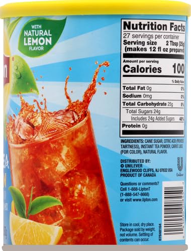 10 Lipton Lemon Iced Tea Mix, Sweetened, Makes Quarts