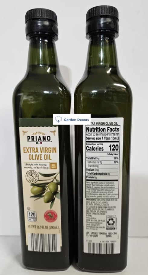 Generic 16.9fl oz 500ml Priano Extra Virgin Olive Oil Mild Taste (Two Bottles)