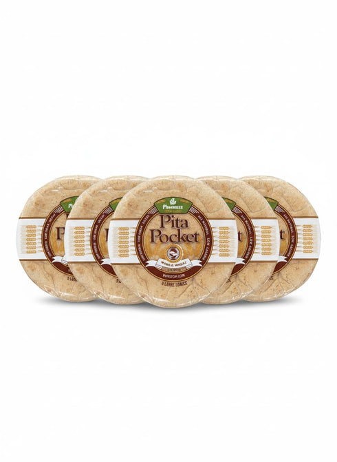 Generic Phoenicia Whole Wheat Arabic Pita Bread, Fresh Medium Size, Halal 8 pcs