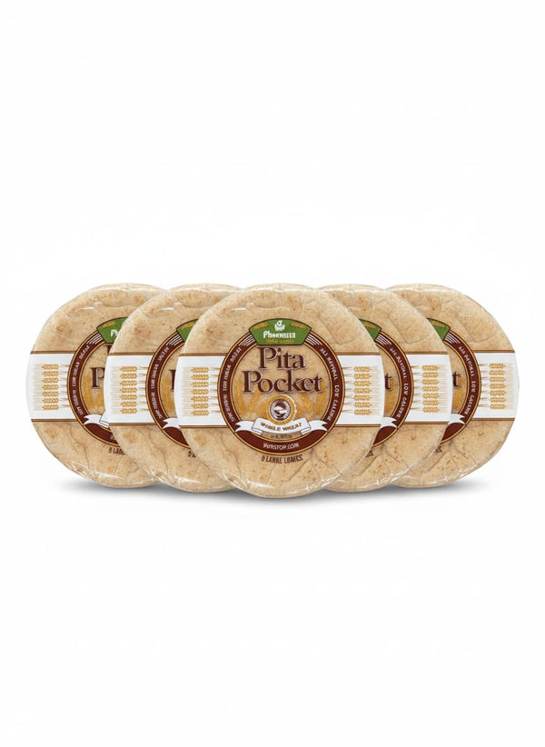 Generic Phoenicia Whole Wheat Arabic Pita Bread, Fresh Medium Size, Halal 8 pcs