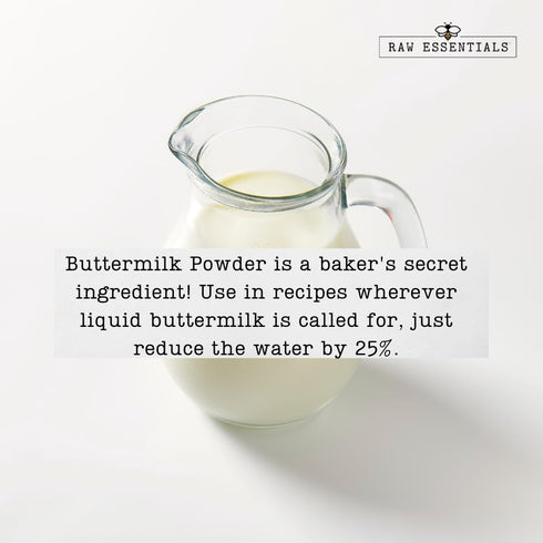 10 Raw Essentials Buttermilk Powder - Tangy and Creamy Flavor - Used in Baking, Salad Dressings, and Flour Dredges