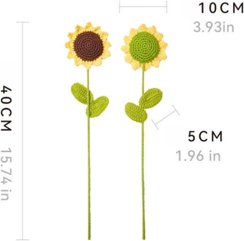 Generic 1PC Finished Knitted Flowers Tulip Carnation Sunflower Simulated Bouquet Mother's Day Valentine's Day Teacher's