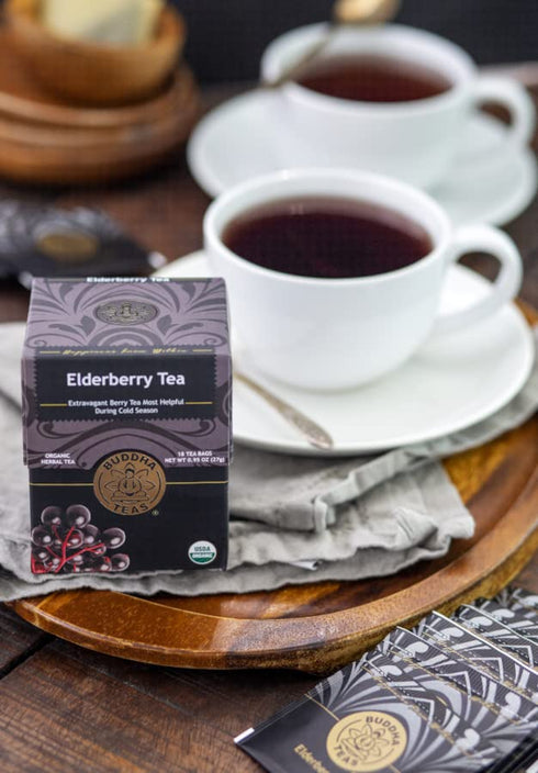 Wellbeing 18 (Pack 1) Buddha Teas - Organic Elderberry - Herbal Tea - For Health & - With Antioxidants & Minerals