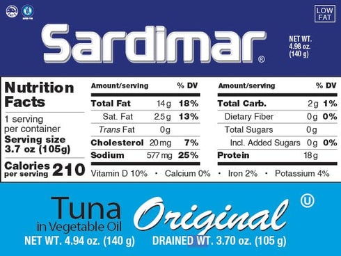 Pack 12 Sardimar Chunk Light Tuna ( Original - of ) - Ready to eat meals in can