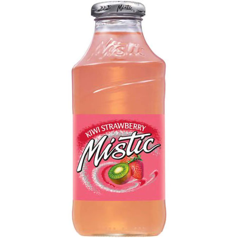 MISTIC 16oz (Pack 6, 96 Oz) Kiwi Strawberry Drink, Glass Bottle of Total of Fl