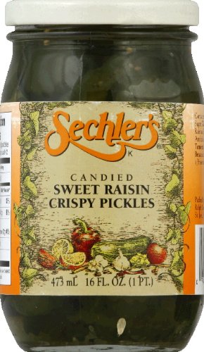 Sechler's Candied Sweet Raisin Crispy Pickles 16-oz. glass jar (pack of 6)