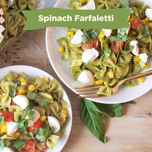 12oz (Pack 6) Al Dente Spinach Farfalletti All-Natural, Hand-Crafted Spinach Egg Pasta. Traditional Pasta Noodles Made