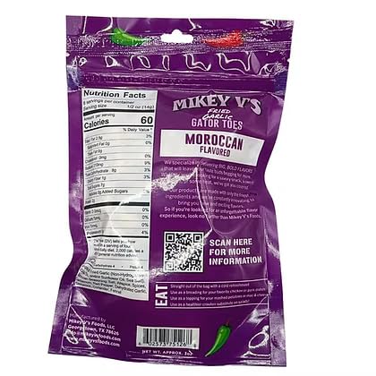 3.9 oz Mikey Vs Moroccan Gator Toes Deep-Fried Garlic Snacks, Crunchy Garlic Bites, Bag