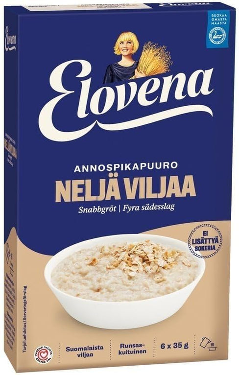 Elovena Four Grain Instant Porridge Finnish Oats 1 Box of 210g SPSP