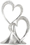 Sparkling Love Double Hearts Cake Topper, 5.5-Inches, Metal with Rhinestones, Silver