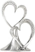 Sparkling Love Double Hearts Cake Topper, 5.5-Inches, Metal with Rhinestones, Silver