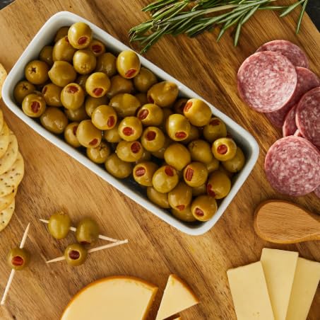 Generic 21 oz Stuffed Manzanilla Green Olives with Minced Pimento, Jar, Spanish Style Savory Snack, Perfect for Salads