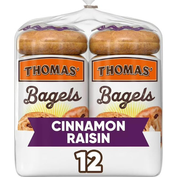 THOMAS' Cinnamon Raisin Bagels, 12 Count, 40 oz