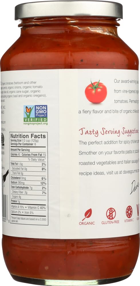 Pack 3 Dave's Gourmet Organic Spicy Heirloom Marinara Pasta Sauce