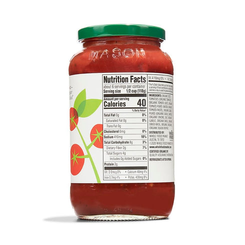 365 25 by Whole Foods Market, Organic Marinara Pasta Sauce, Ounce