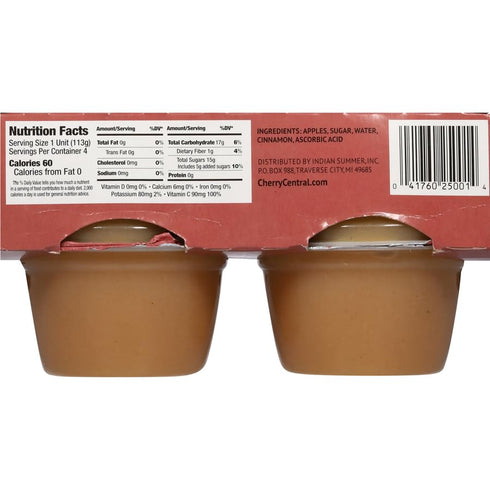 Summer Packed 4 4 Indian Single Serve Cinnamon Apple Sauce, Individually Applesauces, Single Cups, Ounces Each