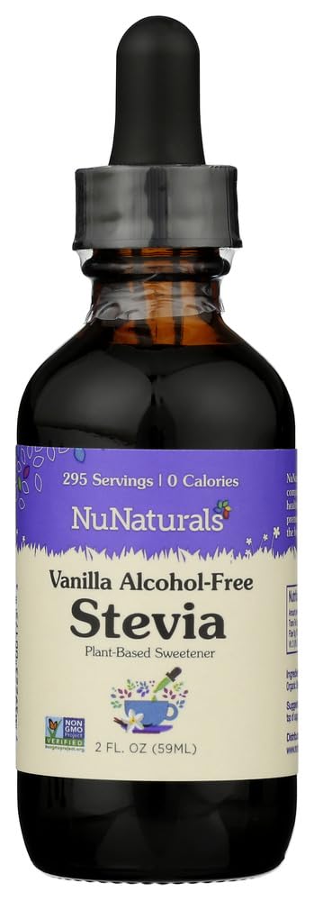 NuNaturals Liquid Stevia, Sugar-Free Sweetener, Plant-Based Sugar Substitute, Zero Calorie, Vanilla Alcohol