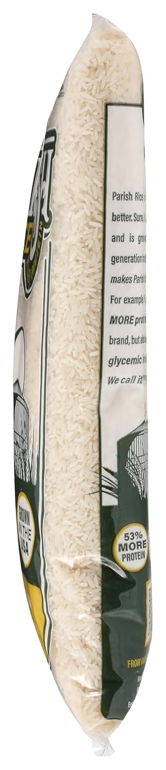 5lb Parish White Rice High-Protein Rice with Low Glycemic Index Locally Grown Long-Grain White Rice Made in the USA