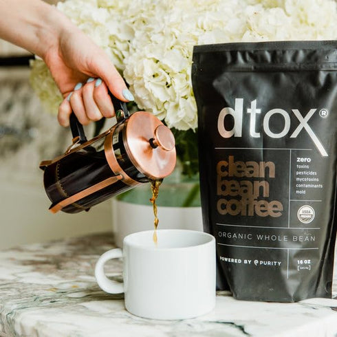 dtox (1 lb Juice Clean Bean Organic Coffee Whole Bean, USDA Certified, Antioxidant-Rich Superfood Coffee)