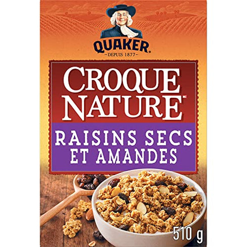 Harvest Crunch 510g/17.8 oz. Quaker Raisin Almond, Box(Imported from Canada)