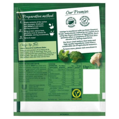 51g (1.79oz), Pack 3, Knorr Gourmet Broccoli & Cauliflower Soup Mix, of Irish recipe