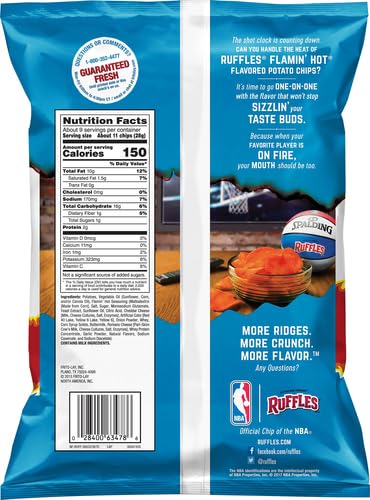 8.5 Ruffles Ridged Potato Chips, Flamin' Hot, Ounce