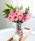 Dozen From You Flowers - One Light Pink Roses with Glass Vase | Fresh Flower Bouquets for Mother's Day, Birthday